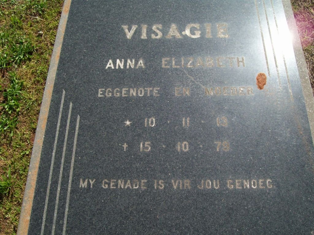 VISAGIE Anna Elizabeth 1913-1979