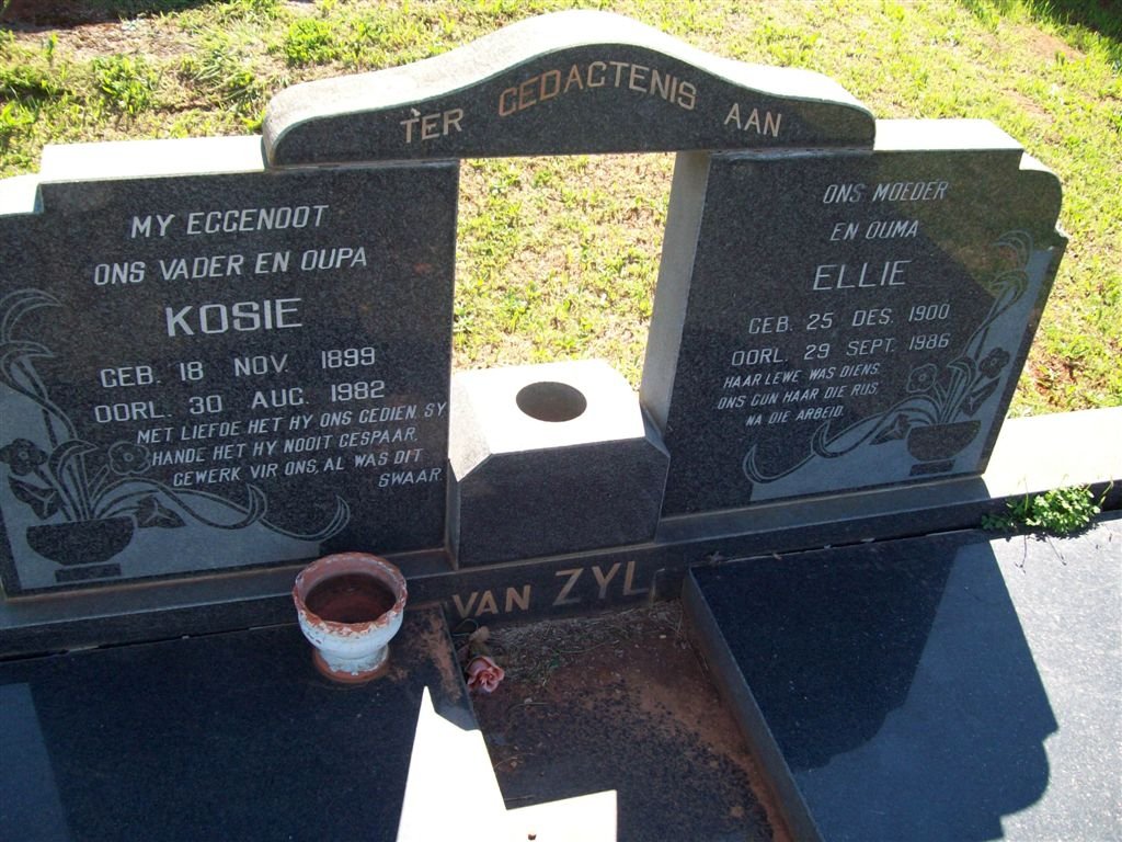 ZYL Kosie, van 1899-1982 &amp; Ellie 1900-1986