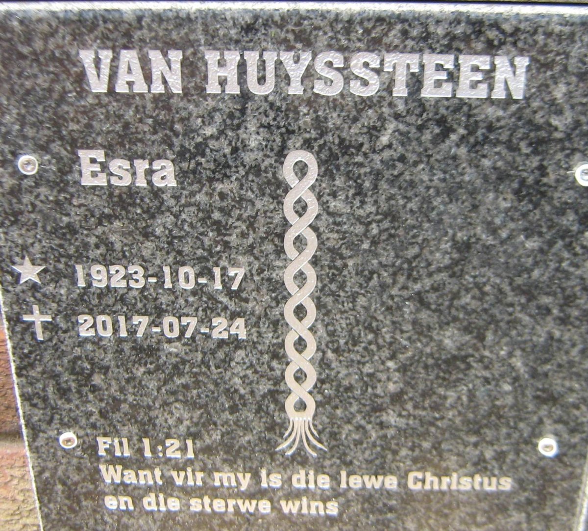 HUYSSTEEN Esra, van 1923-2017