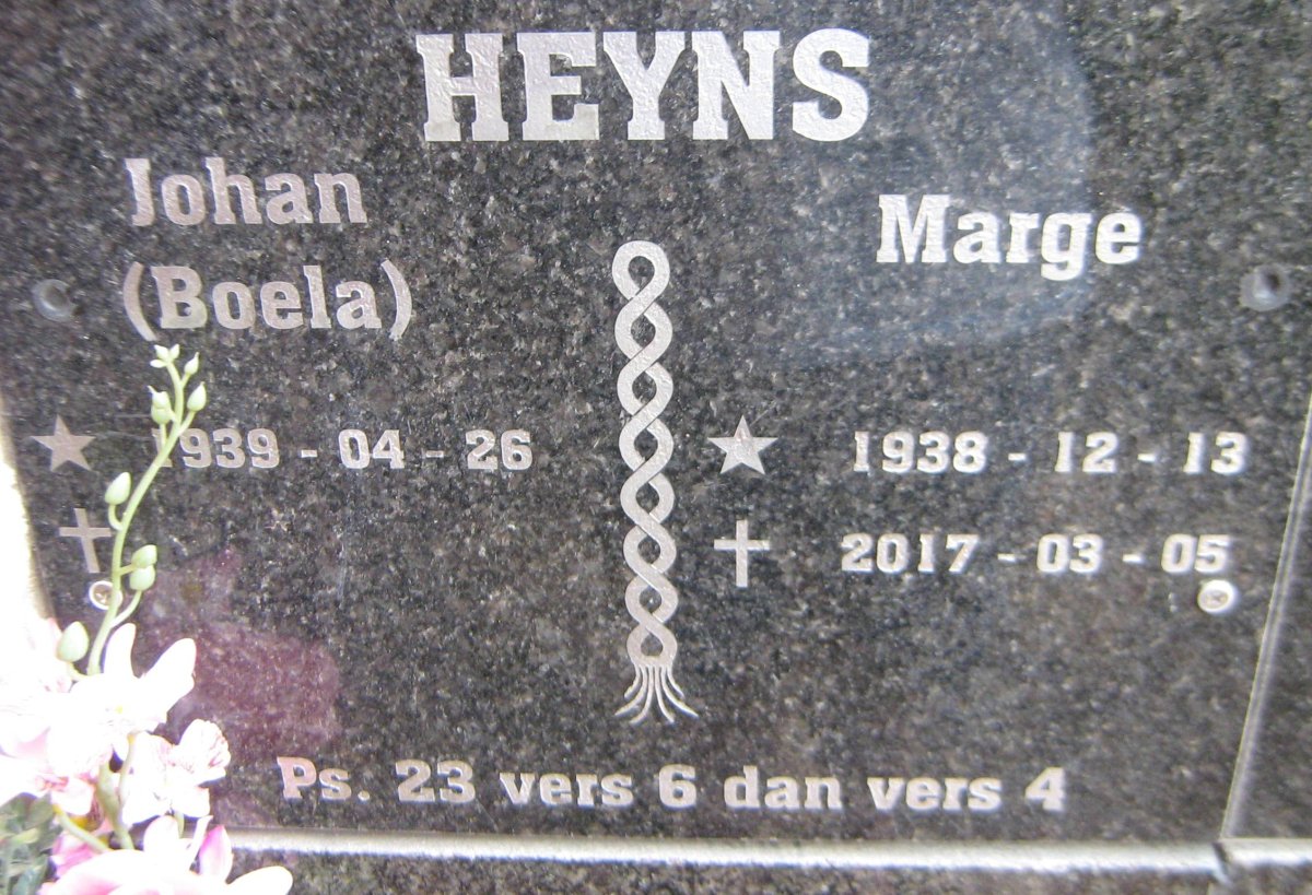 HEYNS Johan 1939- &amp; Marge 1938-2017