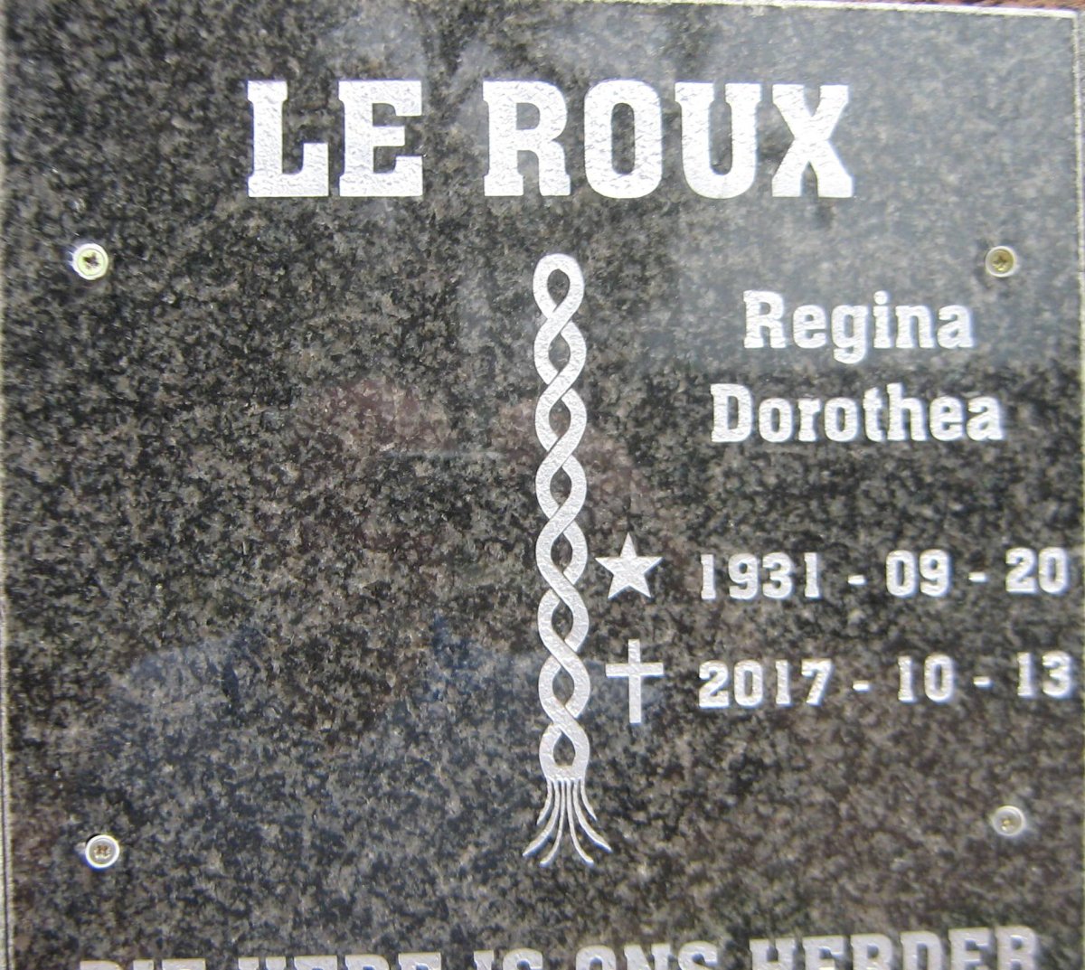 ROUX Regina Dorothea, le 1931-2017
