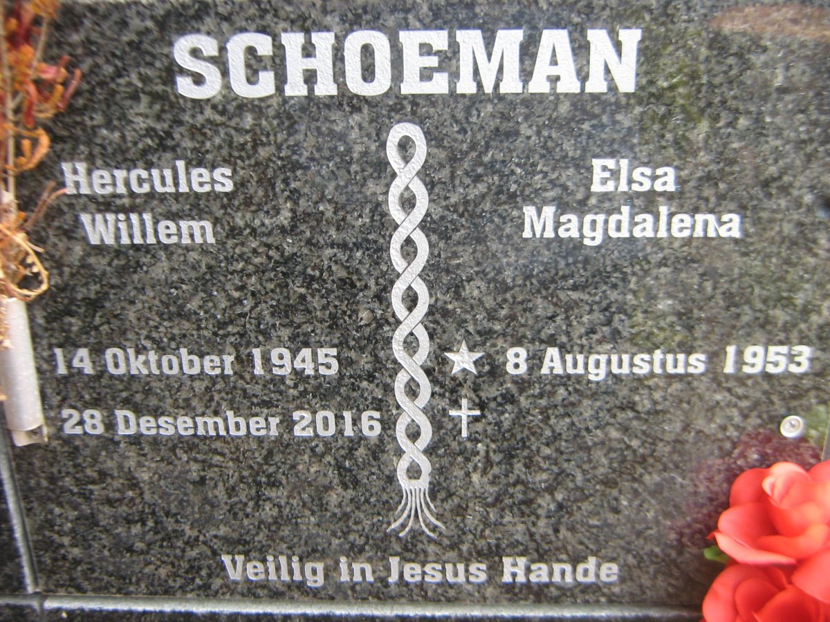 SCHOEMAN Hercules Willem 1945-2016 &amp; Elsa Magdalena 1953-