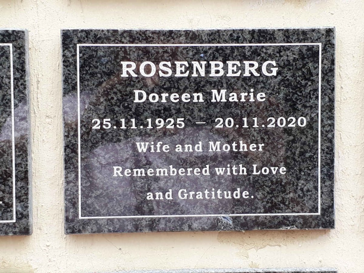 ROSENBERG Doreen Marie 1925-2020