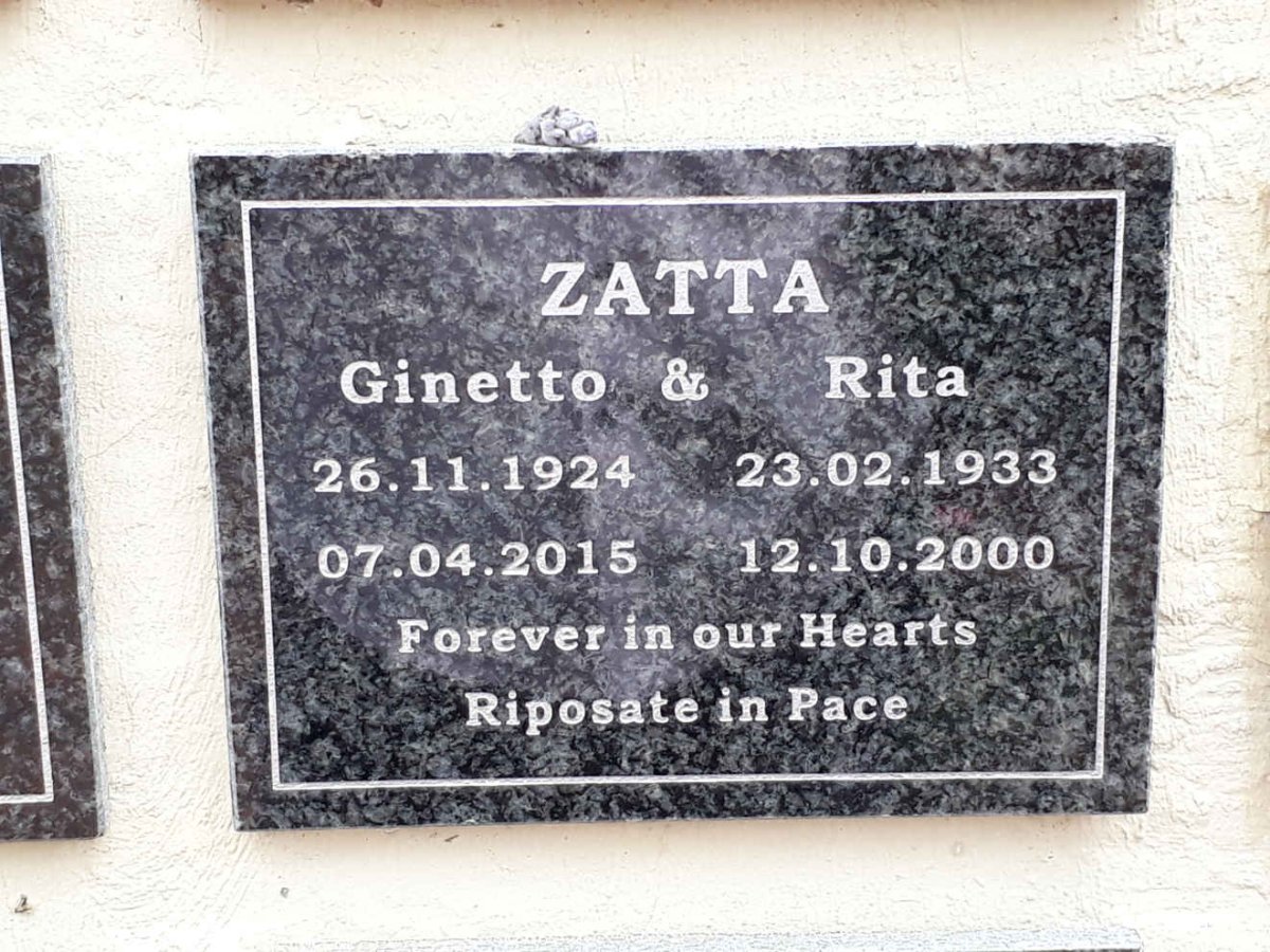 ZATTA Ginetto 1924-2015 &amp; Rita 1933-2000