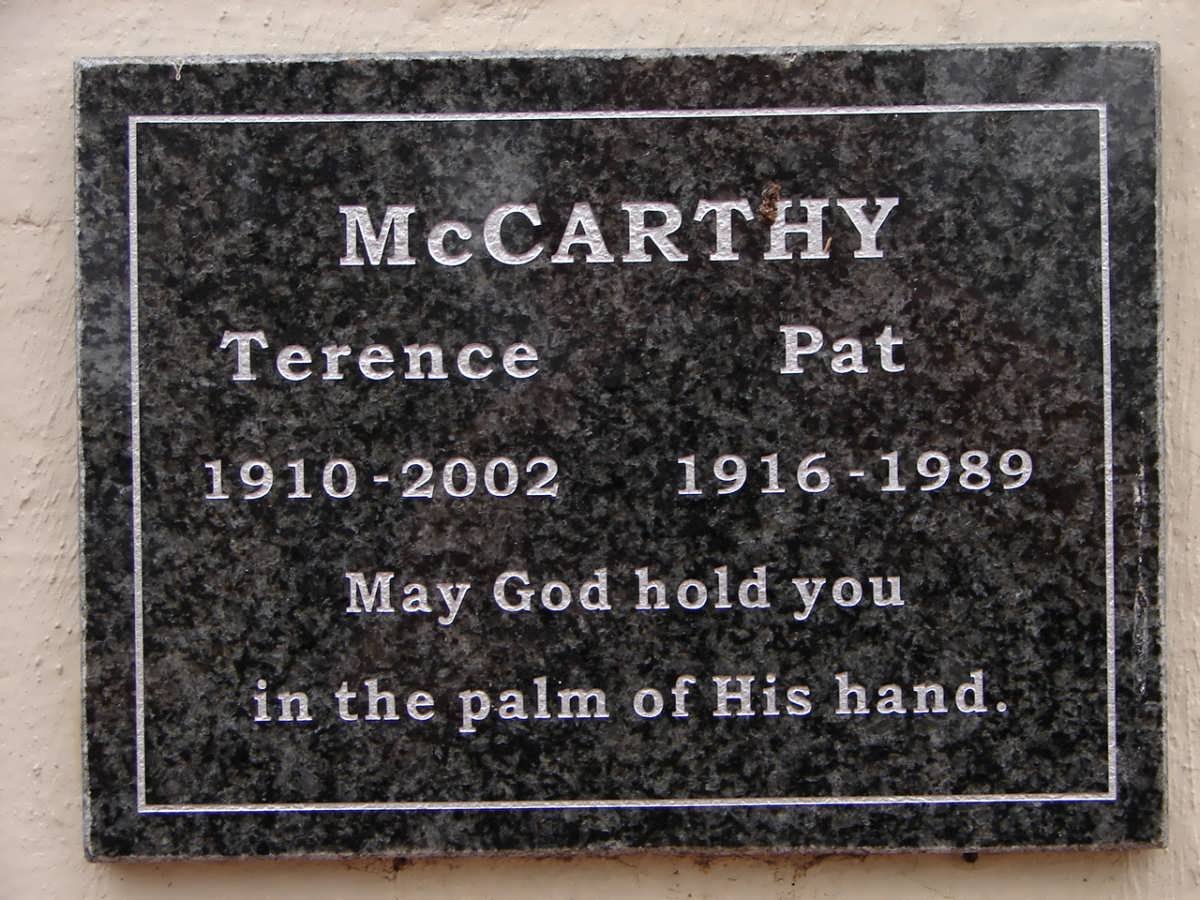 McCARTHY Terence 1910-2002 &amp; Pat 1916-1989