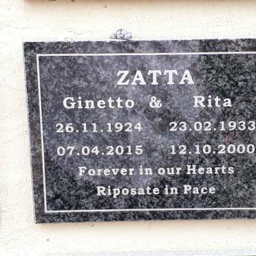 ZATTA Ginetto 1924-2015 &amp; Rita 1933-2000