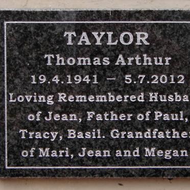 TAYLOR Thomas Arthur 1941-2012