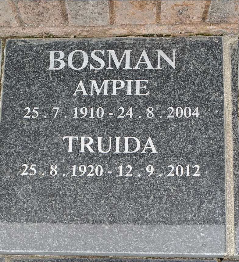 BOSMAN Ampie 1910-2004 &amp; Truida 1920-2012