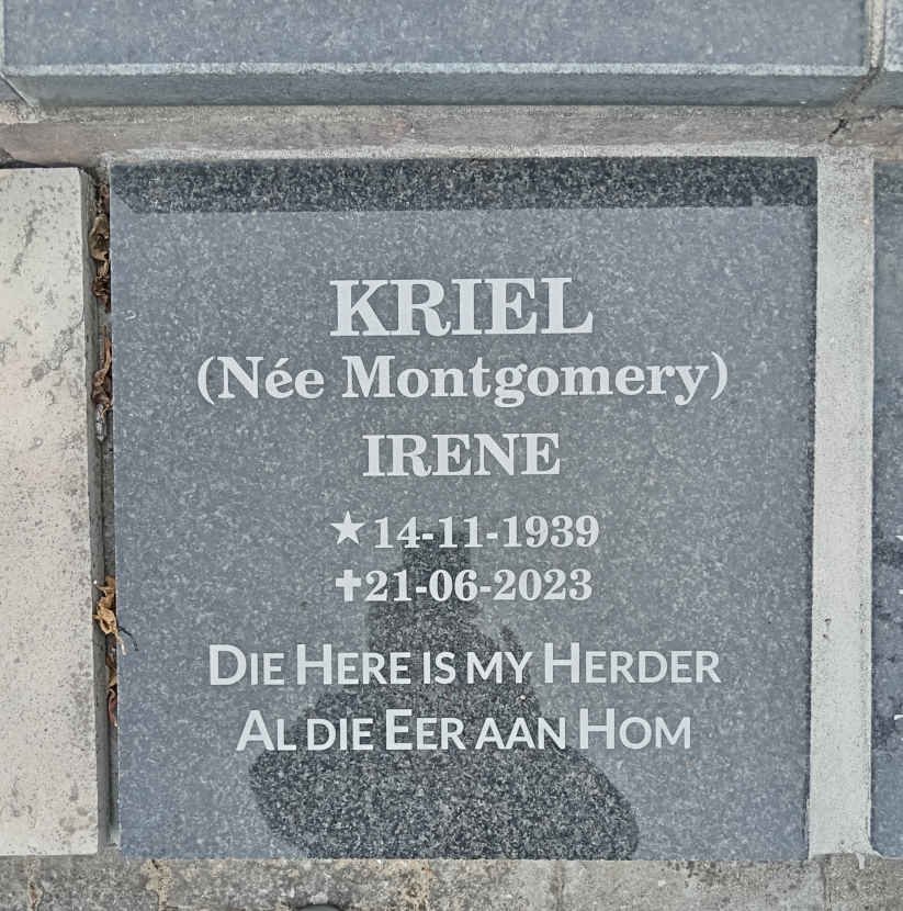 KRIEL Irene nee MONTGOMERY 1939-2023 