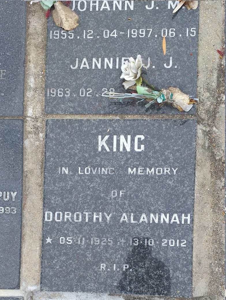 KING Dorothy Alannah 1925-2012