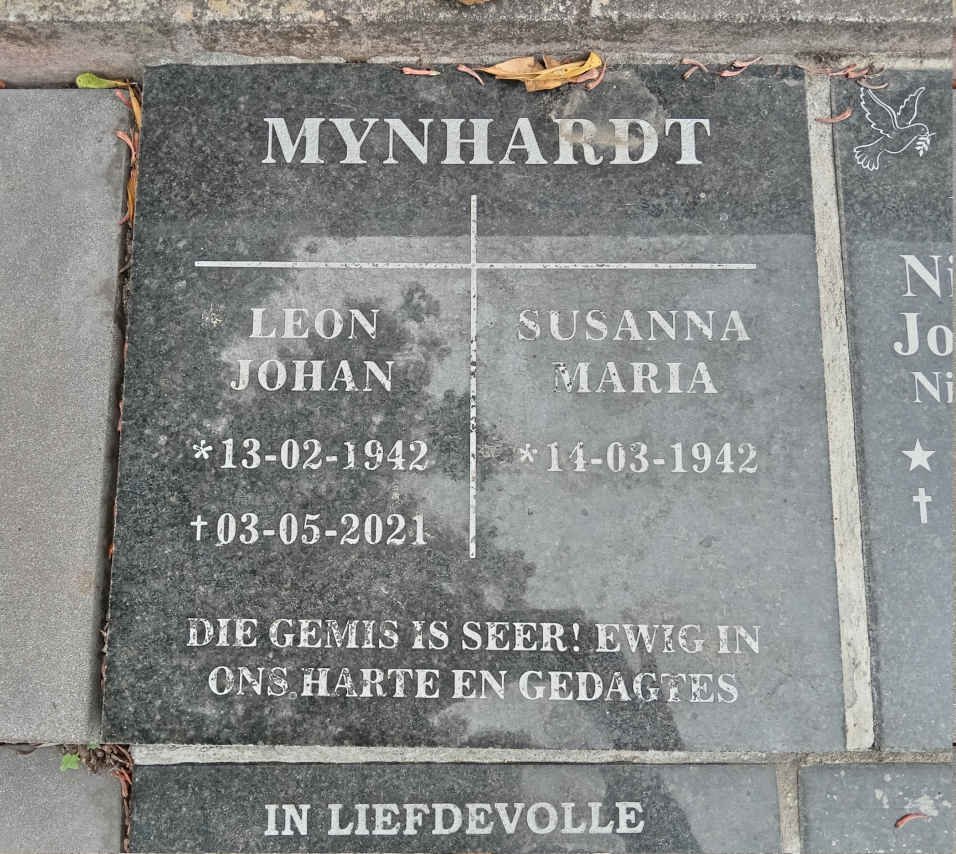 MYNHARDT Leon Johan 1942-2021 & Susanna Maria 1942-