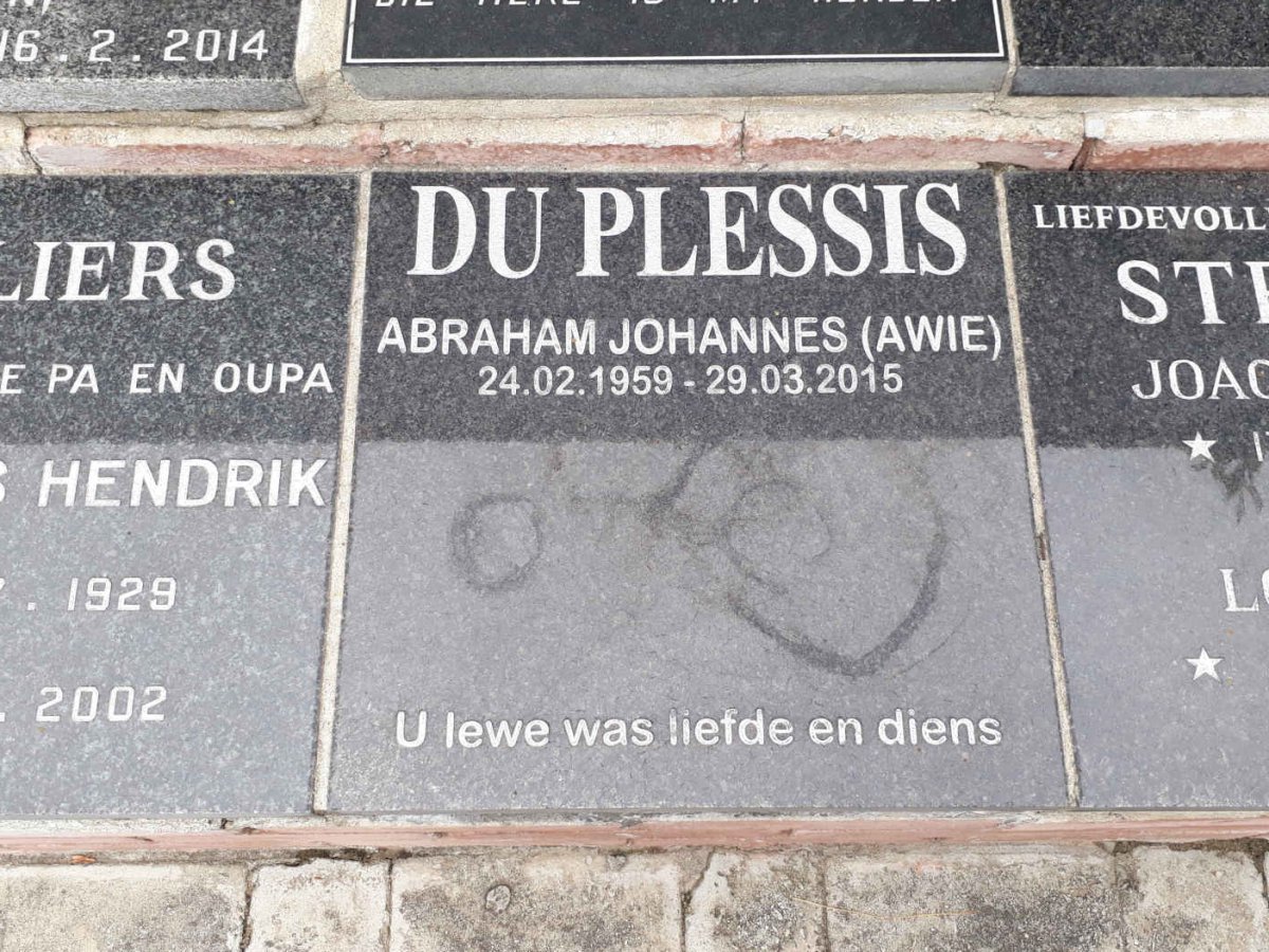 PLESSIS Abraham Johannes, du 1959-2015
