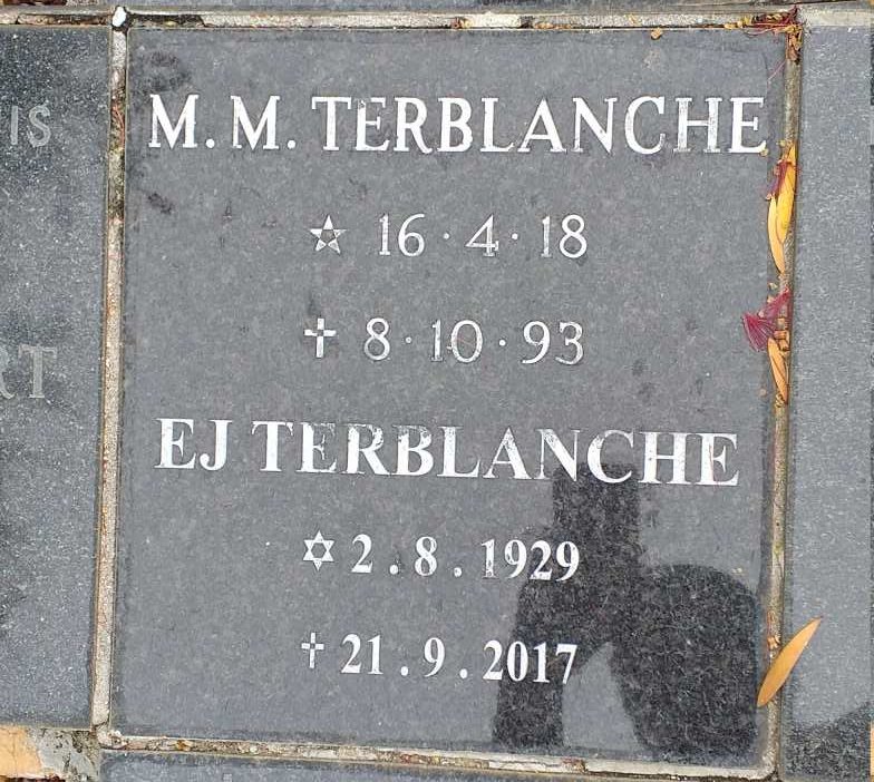 TERBLANCHE M.M. 1918-1993 :: TERBLANCHE E.J. 1929-2017