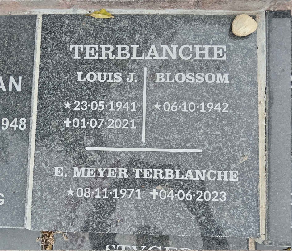 TERBLANCHE Louis J. 1941-2021 & Blossom 1942- :: TERBLANCHE E. Meyer 1971-2023