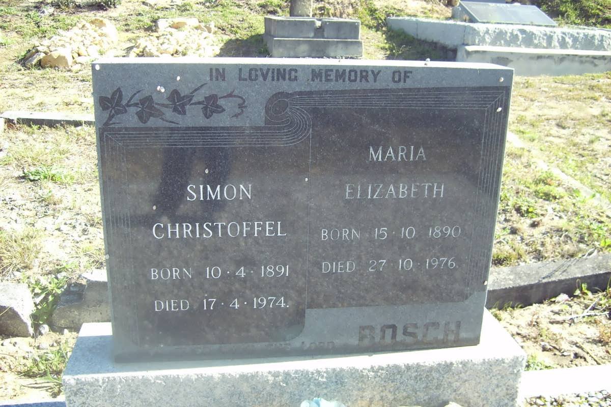 BOSCH Simon Christoffel 1891-1974 &amp; Maria Elizabeth 1890-1976