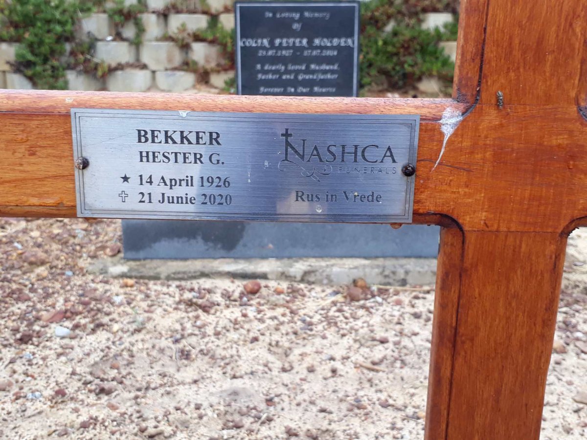 BEKKER Hester G. 1926-2020