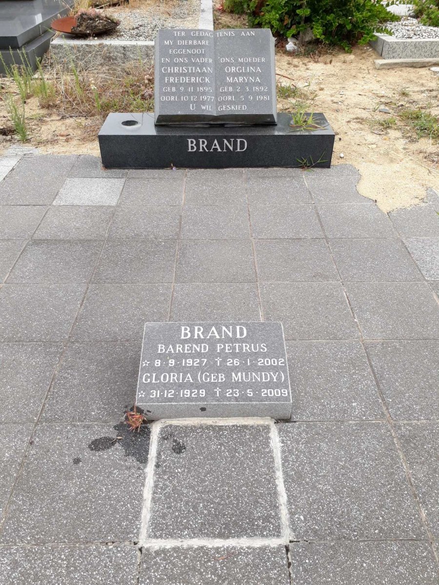 BRAND Christiaan Frederick 1895-1977 &amp; Orglina Maryna 1892-1981