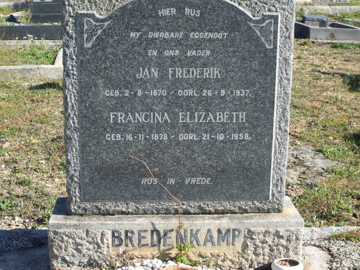 BREDENKAMP Jan Frederik 1870-1937 &amp; Francina Elizabeth 1878-1958