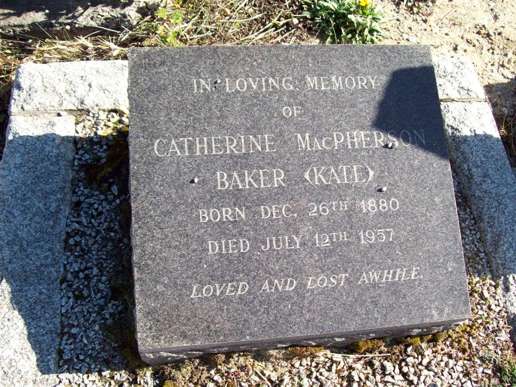 BAKER Catherine MacPherson 1880-1957