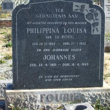 FOURIE Johannes 1901-1963 &amp; Philippina Louisa LE ROUX 1903-1953