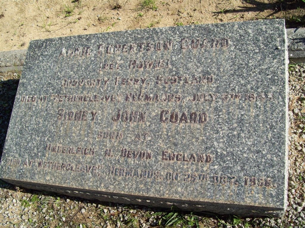 GUARD Sidney John -1956 &amp; Annie Robertson HOWIE -1943
