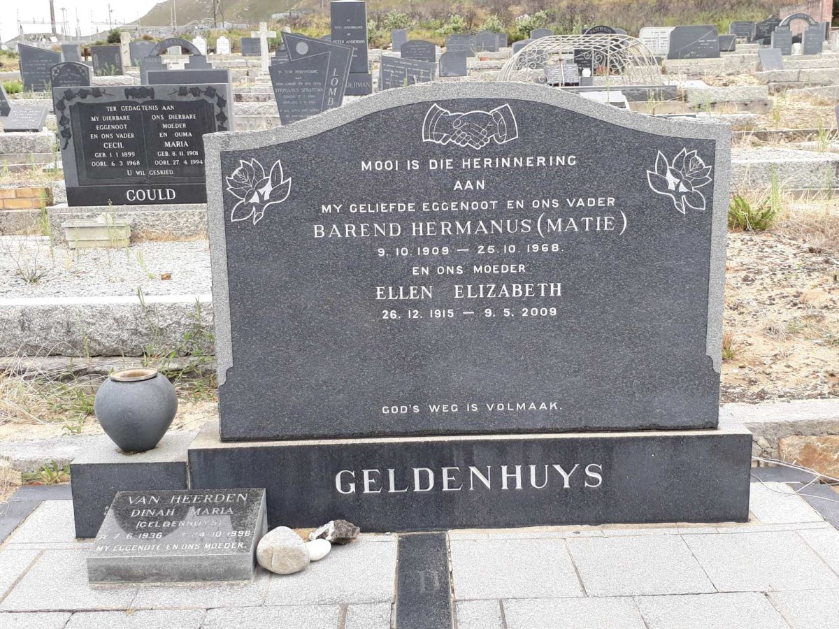 GELDENHUYS Barend Hermanus 1909-1968 &amp; Ellen Elizabeth 1915-2009 :: HEERDEN Dinah Maria, van nee GELDENHUYS 1936-1996