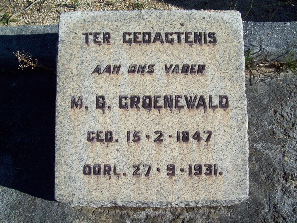 GROENEWALD M.B. 1847-1931