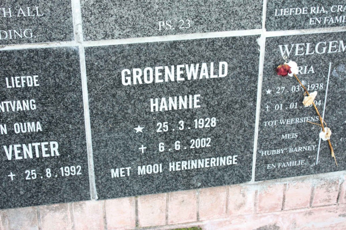 GROENEWALD Hannie 1928-2002