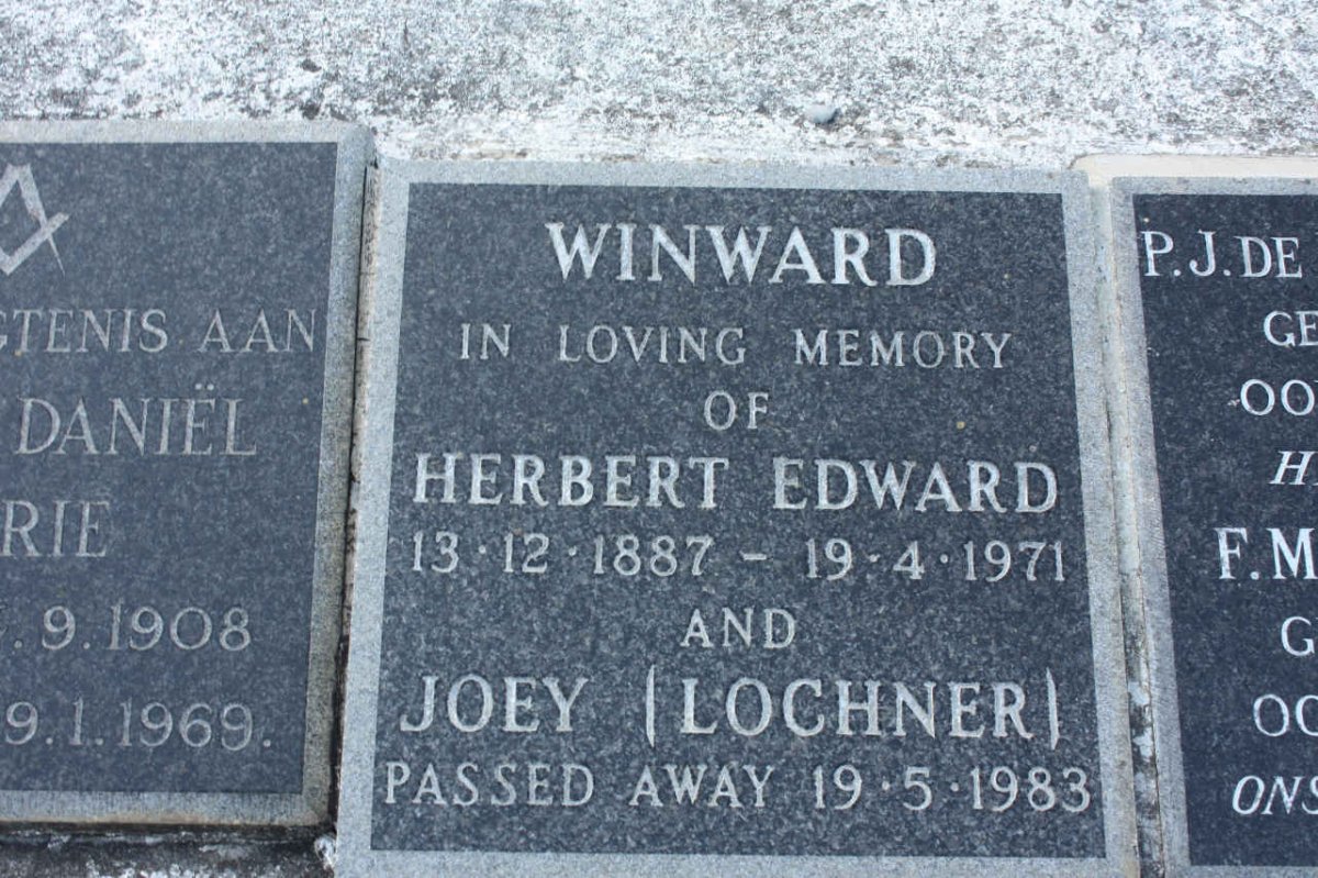 WINWARD Herbert Edward 1887-1971 &amp; Joey LOCHNER -1983