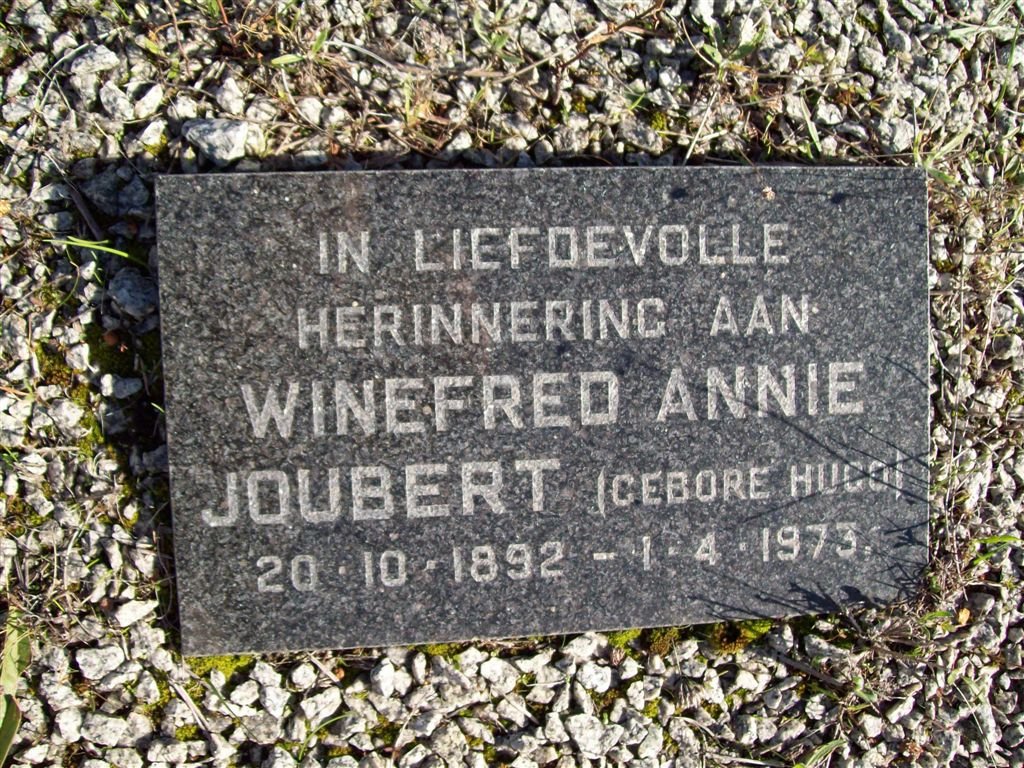 JOUBERT Winefred Annie nee HUGO 1892-1973