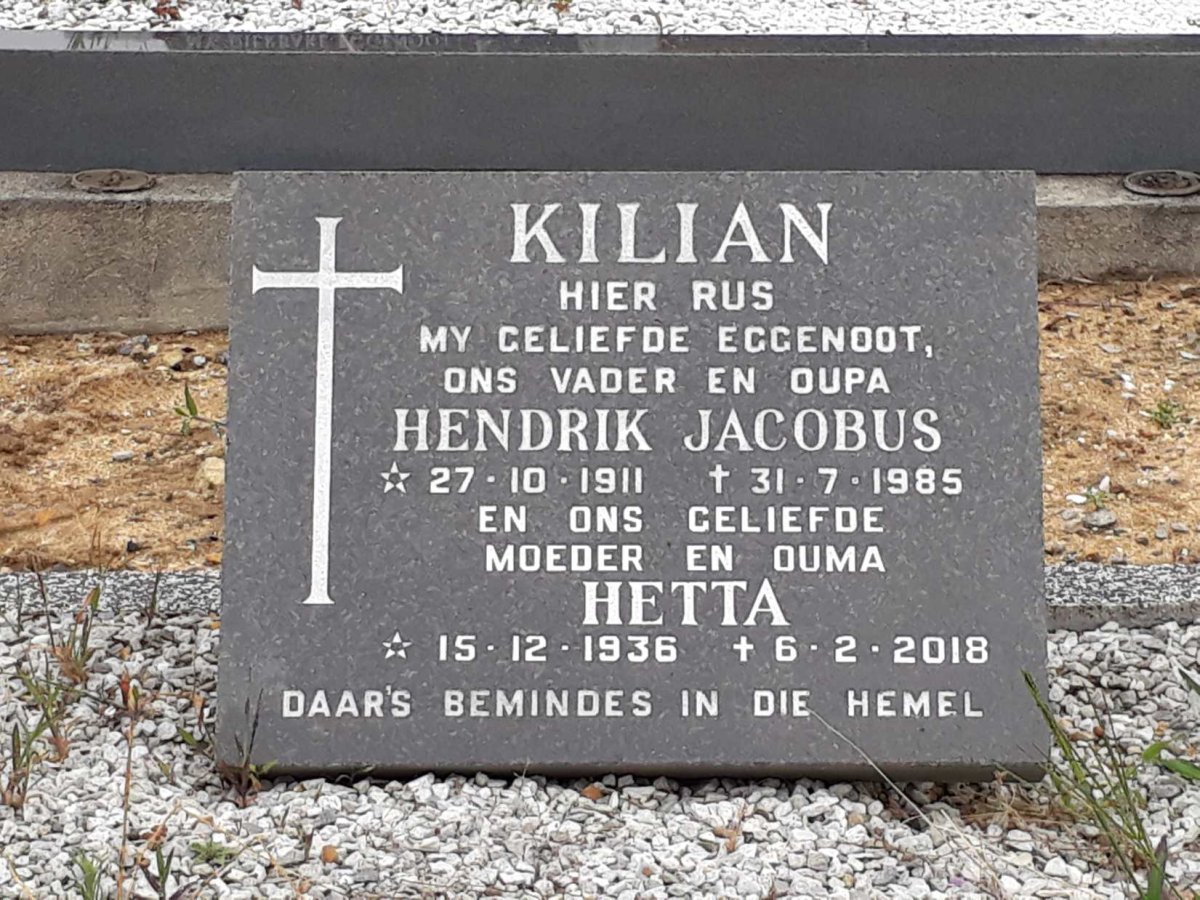 KILLIAN Hendrik Jacobus 1911-1985 &amp; Hetta 1936-2018