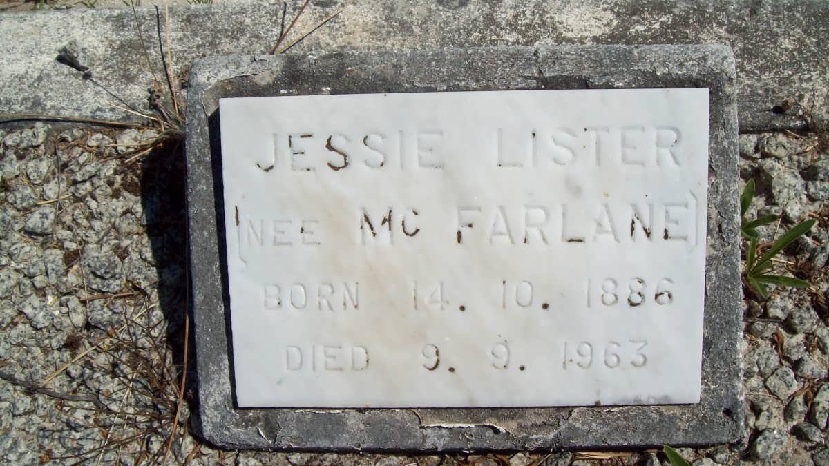 LISTER Jessie nee McFARLANE 1886-1963