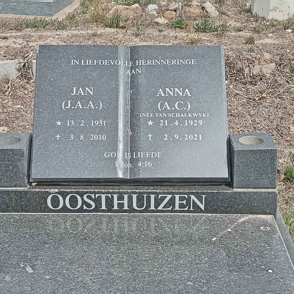 OOSTHUIZEN J.A.A. 1931-2010 & A.C. VAN SCHALKWYK 1929-2021