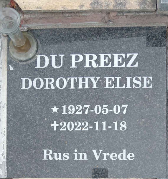 PREEZ Dorothy Elise, du 1927-2022