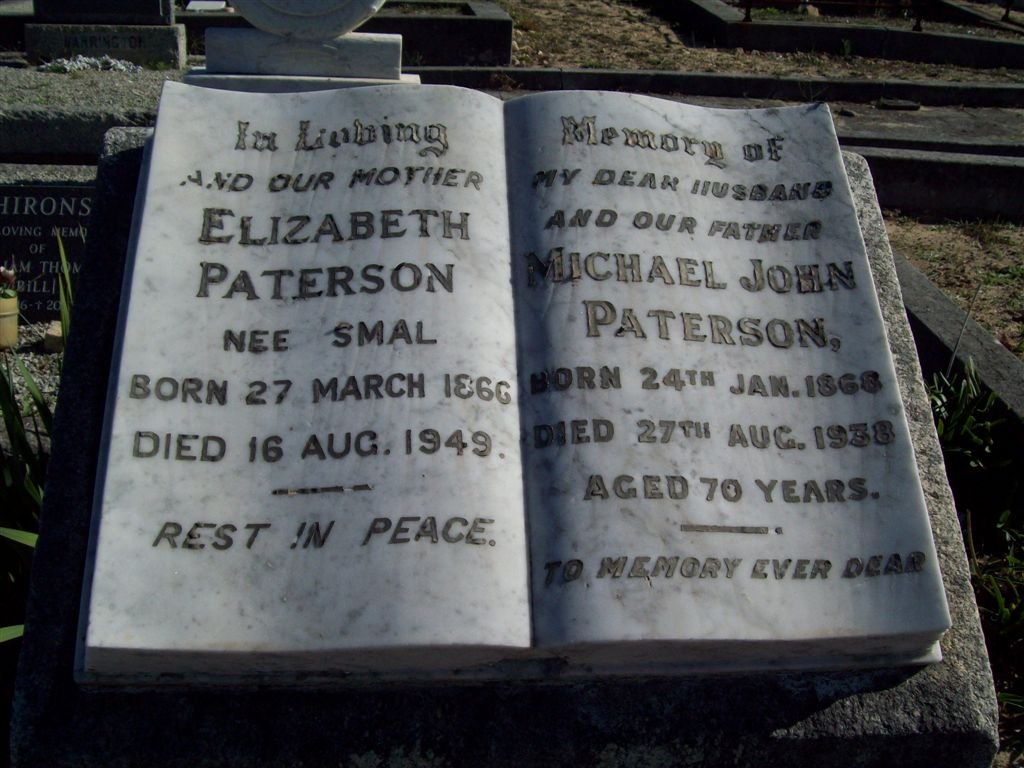 PATERSON Michael John 1868-1938 &amp; Elizabeth SMAL 1866-1949