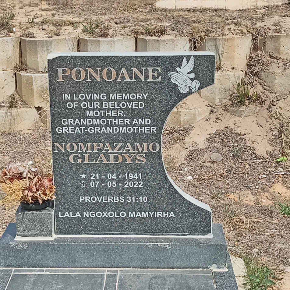 PONOANE Nompazamo Gladys 1941-2022 