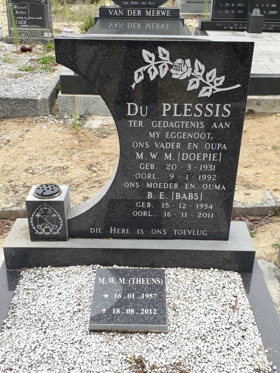 PLESSIS M.W.M., du 1931-1992 &amp; B.E. 1934-2011 :: PLESSIS M.W.M, du 1957-2012