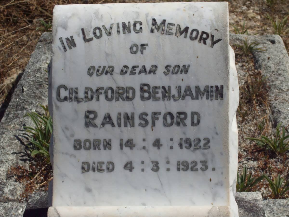 RAINSFORD Gildford Benjamin 1922-1923
