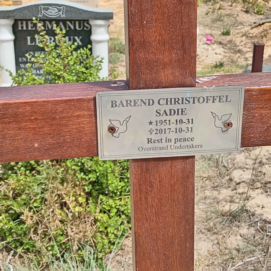 SADIE Barend Christoffel 1951-2017