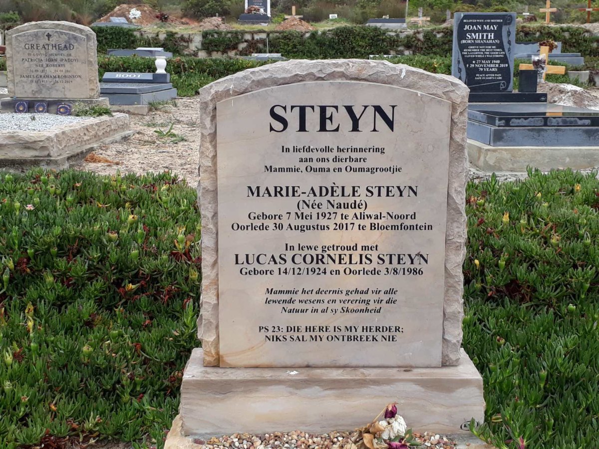 STEYN Lucas Cornelis 1924-1986 &amp; Marie-Adele NAUDE 1927-2017