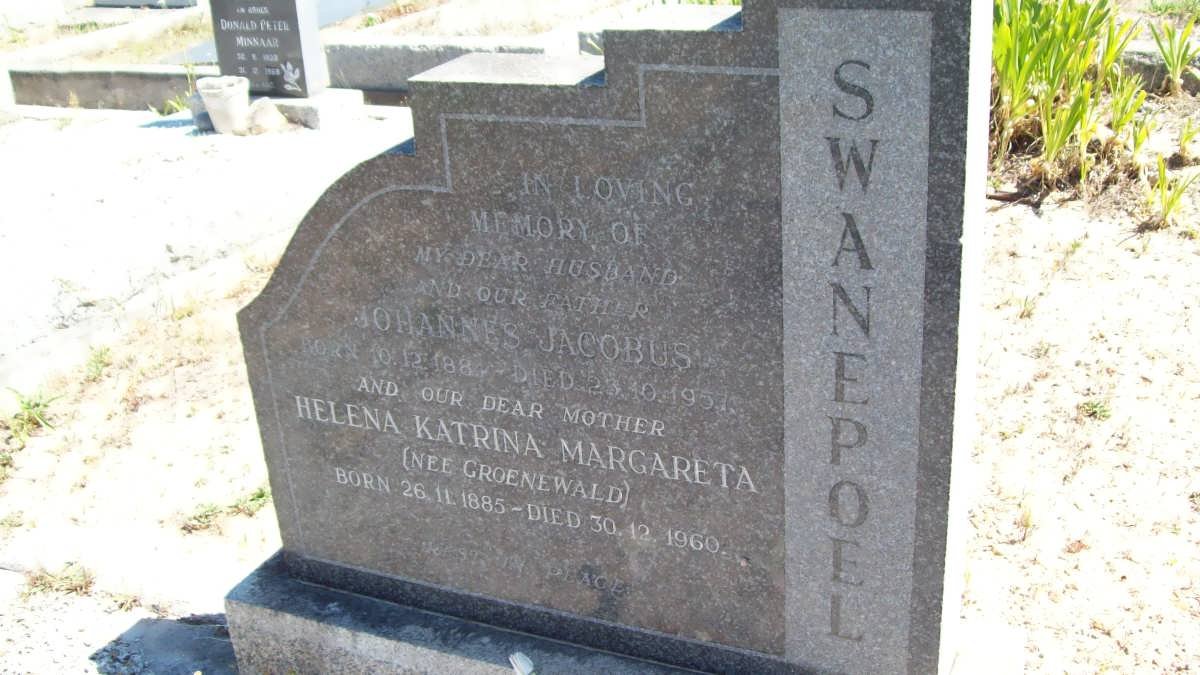 SWANEPOEL Johannes Jacobus 1884-1957 &amp; Helena Katrina Margareta GROENEWALD 1885-1960