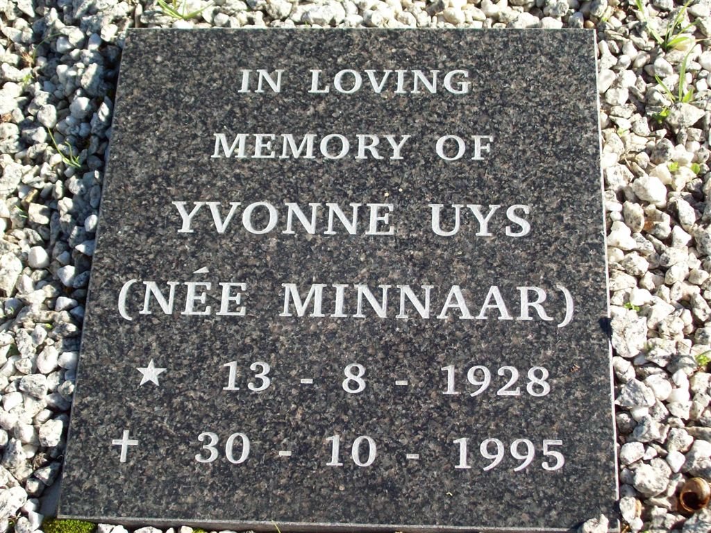UYS Yvonne nee MINNAAR 1928-1995