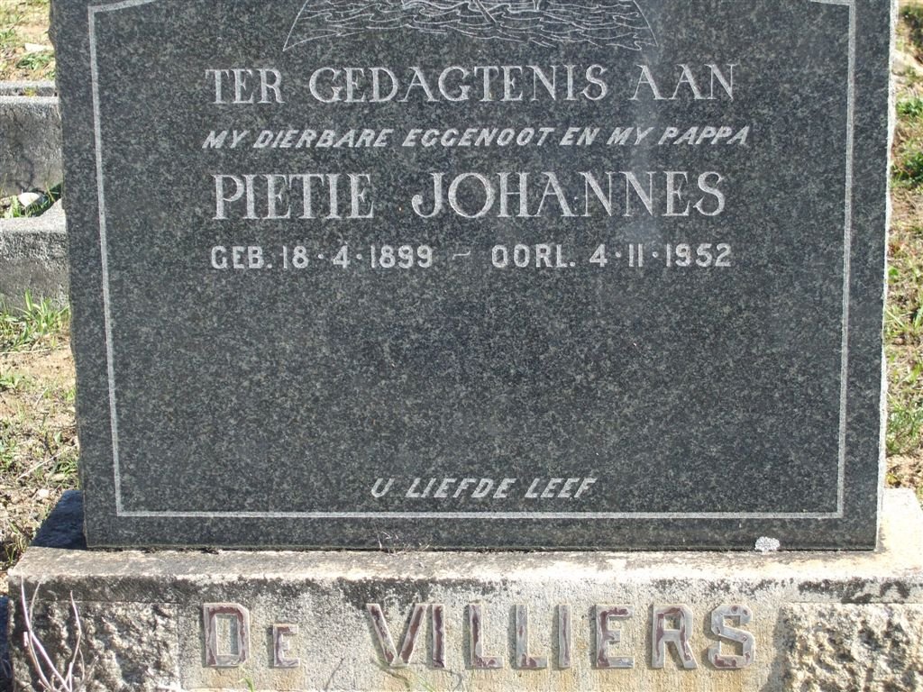 VILLIERS Pietie Johannes 1899-1952