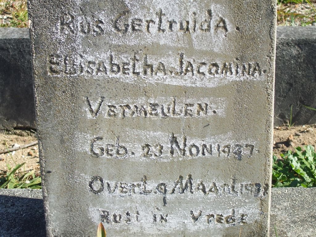 VERMEULEN Gertruida Elisabeth Jacomina 1937-193?