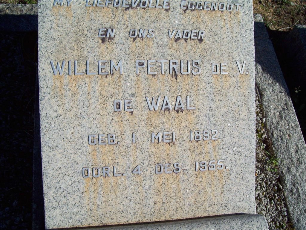 WAAL Willem Petrus de V., de 1892-1955