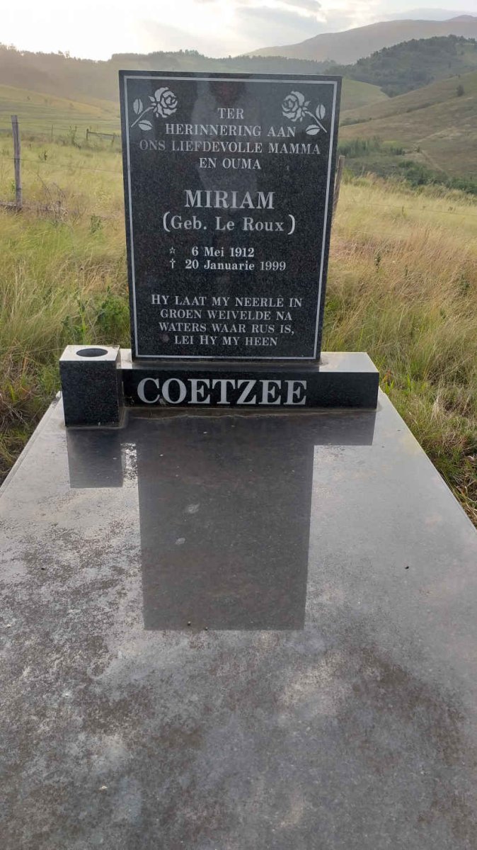 COETZEE Miriam nee LE ROUX 1912-1999