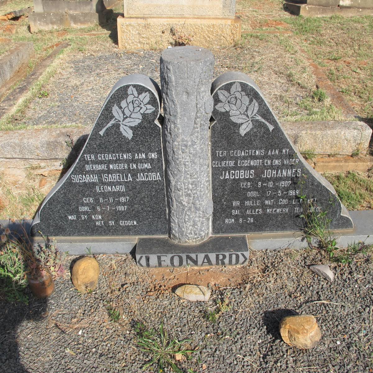 LEONARD Jacobus Johannes 1902-1969 &amp; Susarah Isabella Jacoba LEONARD 1917-1987