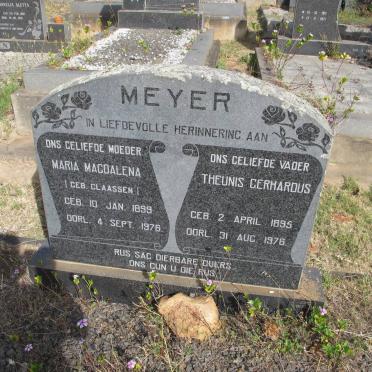 MEYER Theunis Gerhardus 1895-1976 &amp; Maria Magdalena CLAASSEN 1899-1976
