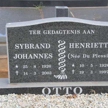 OTTO Sybrand Johannes 1926-2003 &amp; Henrietta DU PLESSIS 1926-1997