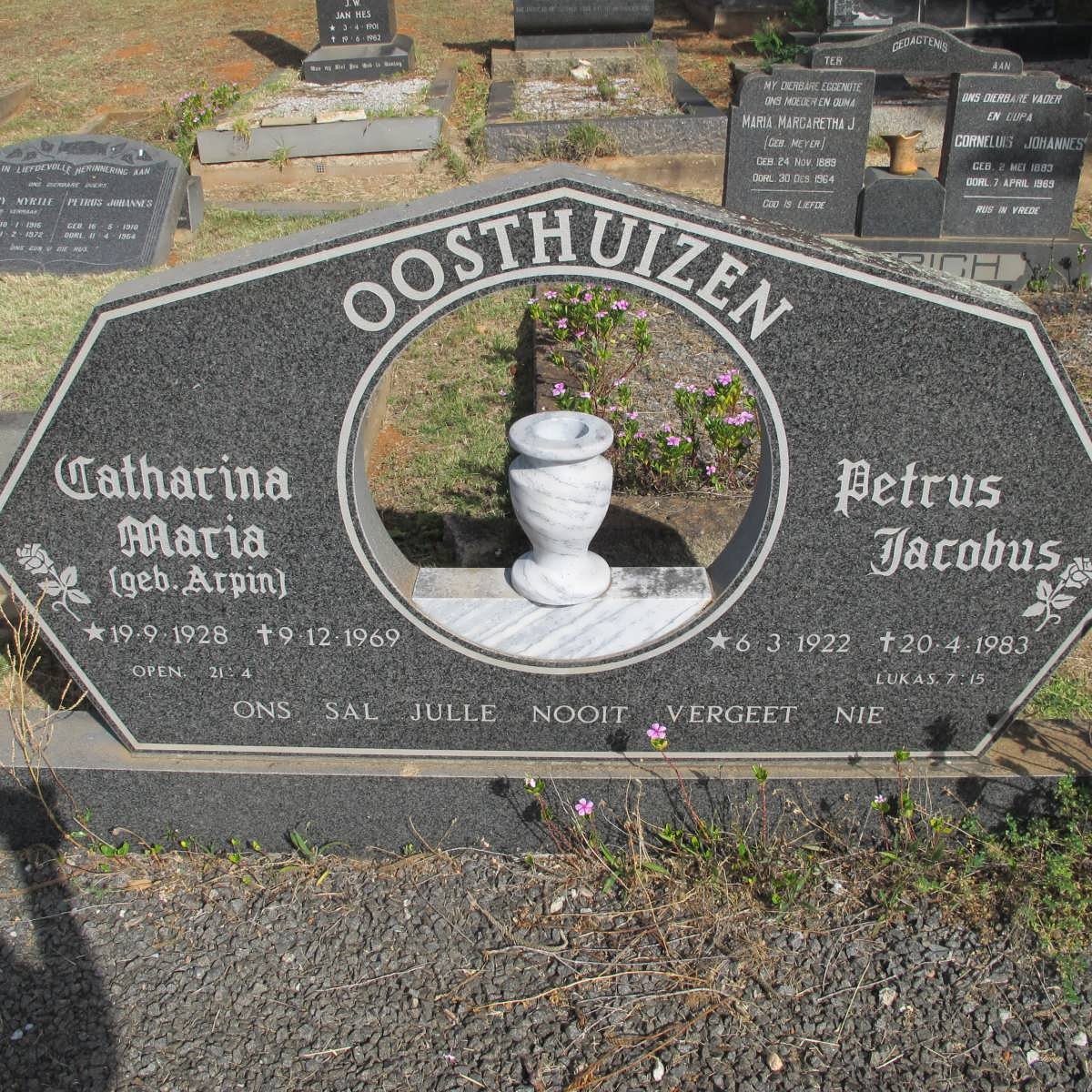 OOSTHUIZEN Petrus Joahnnes 1922-1983 &amp; Catharina Maria ARPIN 1928-1969